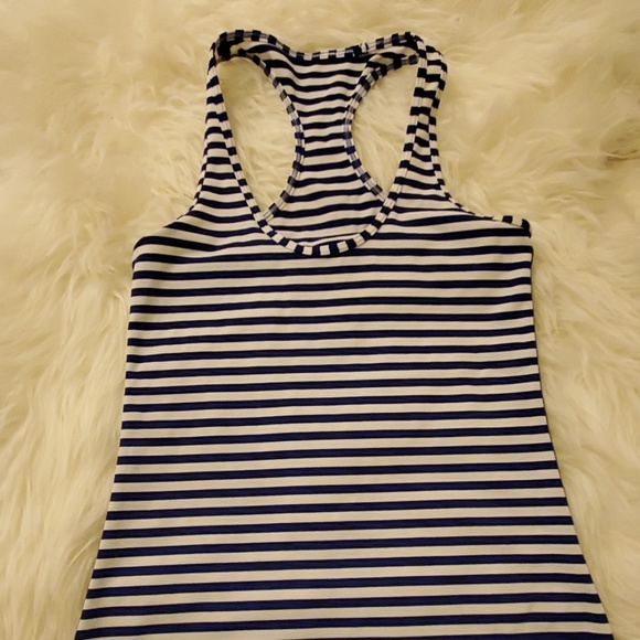 lululemon athletica Tops - Lululemon Blue Stripe CRB cool racerback tank 4